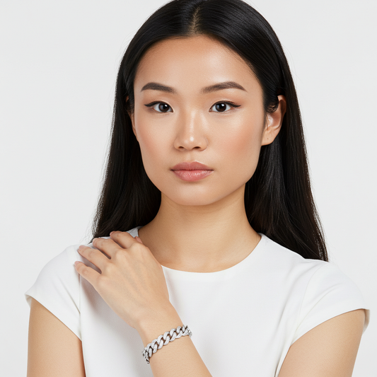 925 Sterling Silver Moissanite Cuban Bracelet