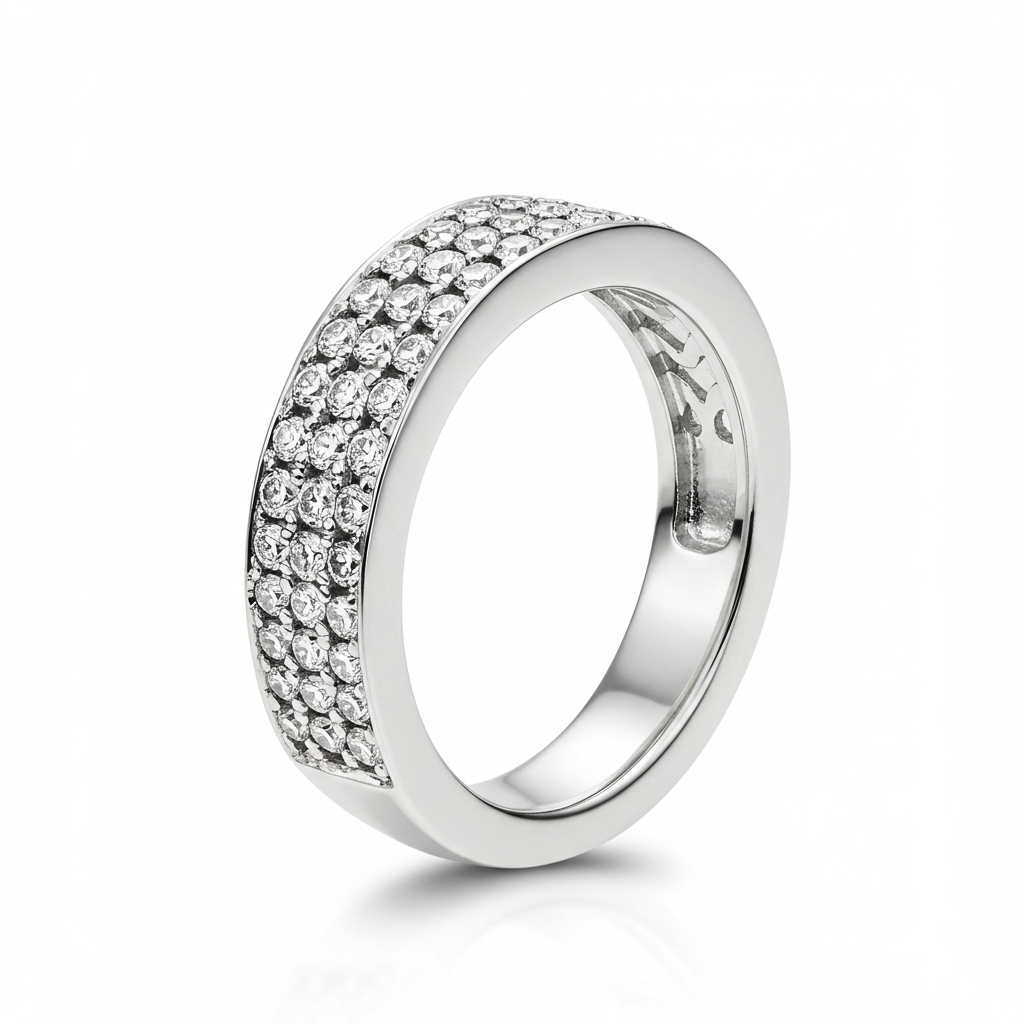 10K White Gold Moissanite Men’s Band