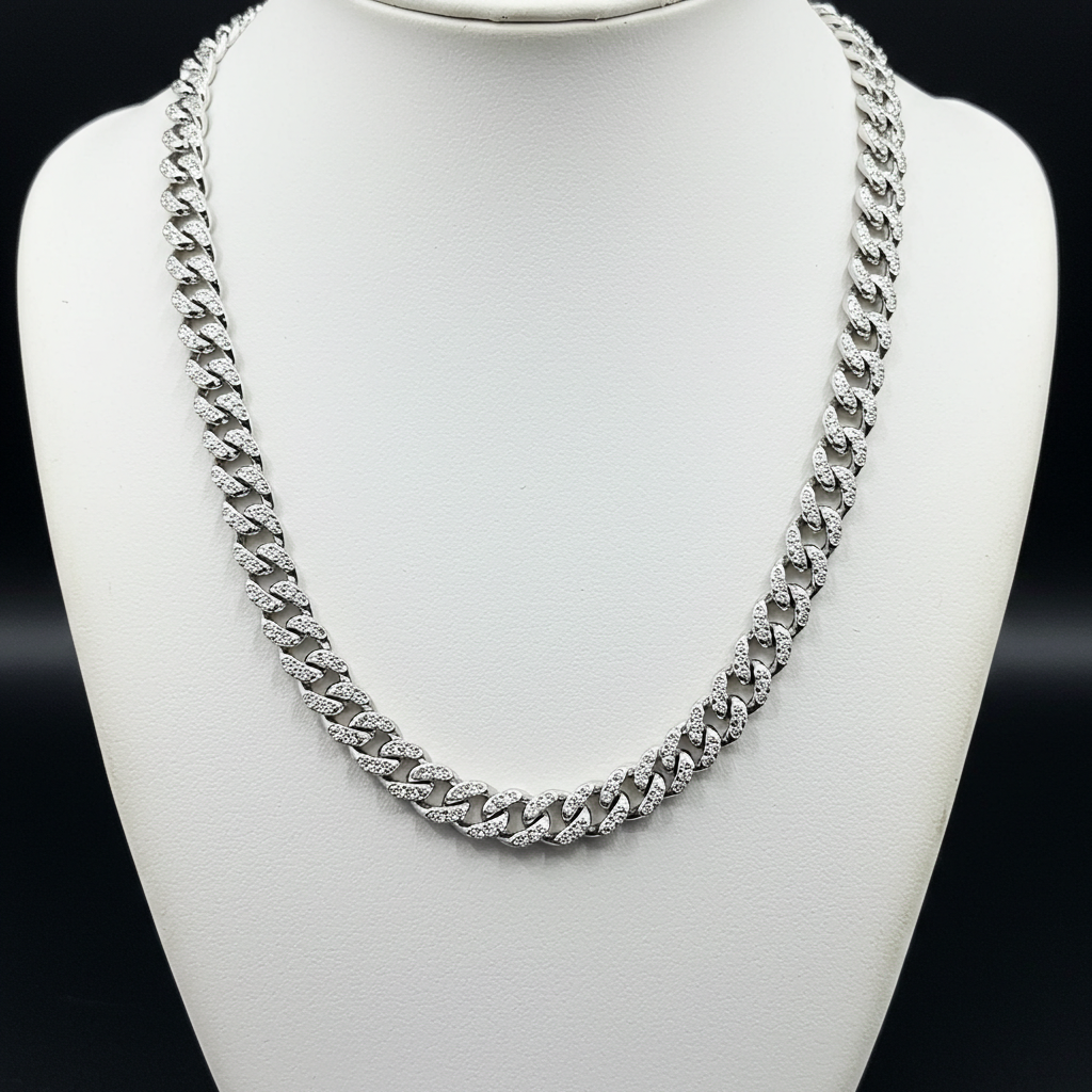10K White Gold Moissanite Miami Cuban Chain