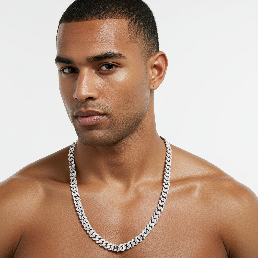 10K White Gold Moissanite Miami Cuban Chain