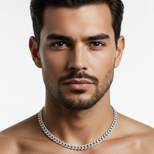 10K White Gold Moissanite Miami Cuban Chain