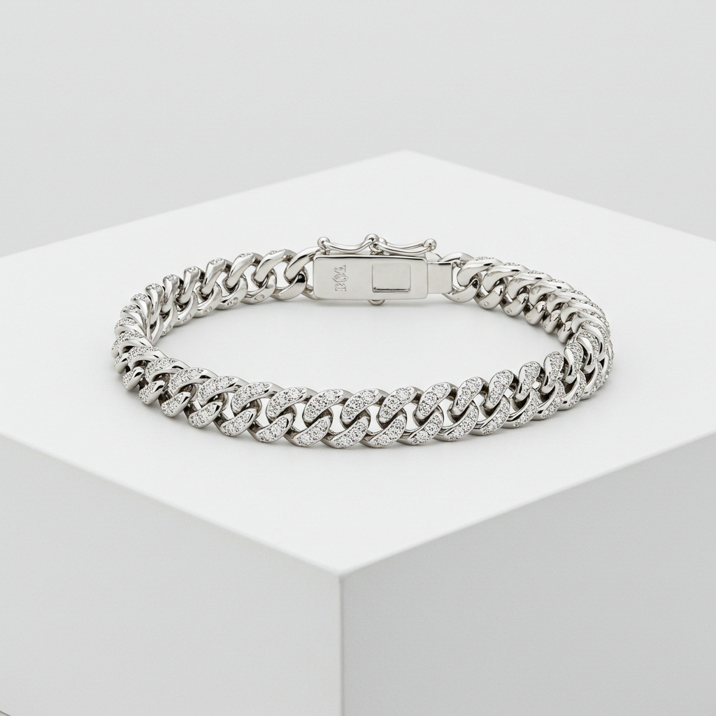 925 Sterling Silver Moissanite Monaco Cuban Bracelet