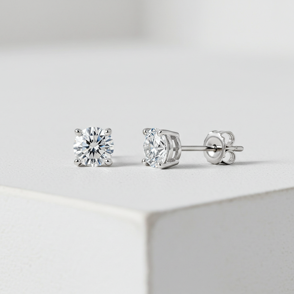10K White Gold Moissanite Stud Earrings