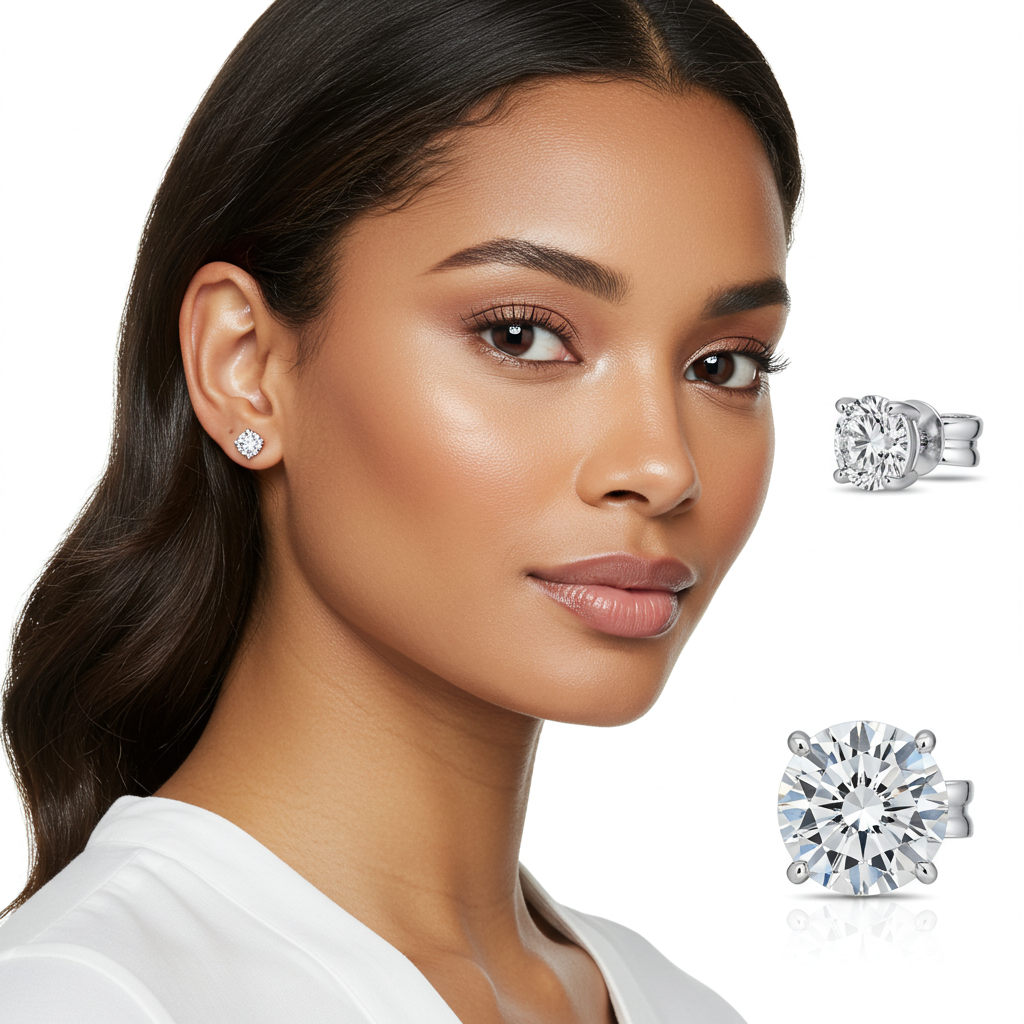 10K White Gold Moissanite Stud Earrings