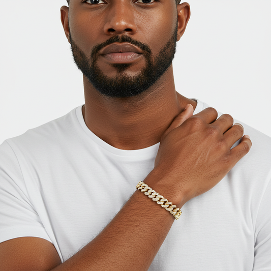10K Yellow Gold Moissanite Cuban Bracelet