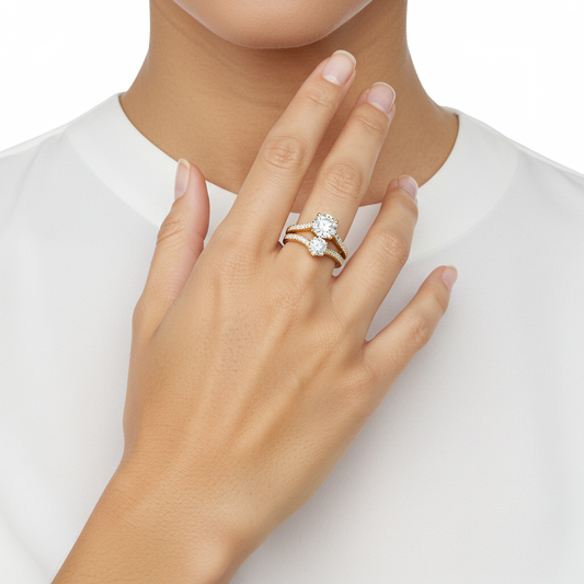 10K Yellow Gold Moissanite Duo Set