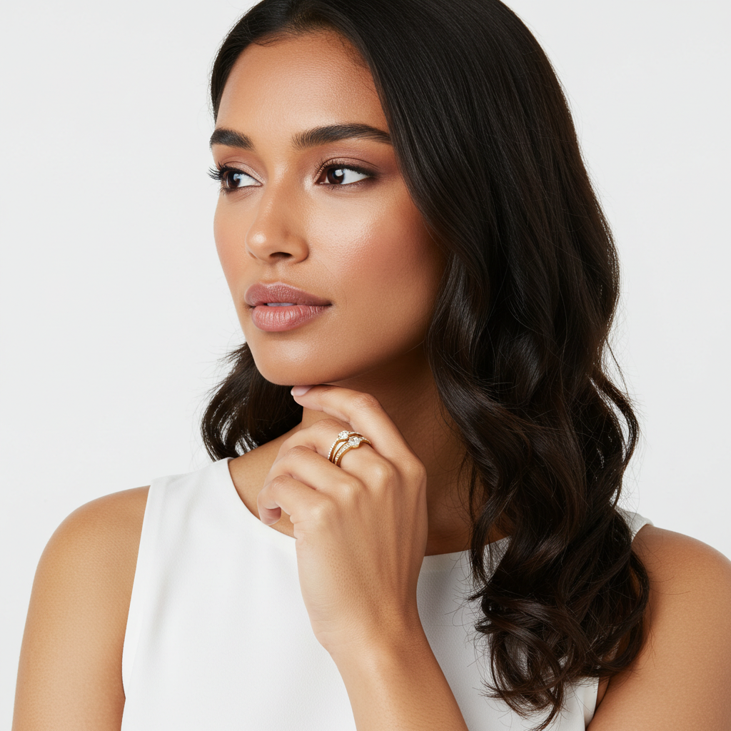 10K Yellow Gold Moissanite Duo Set