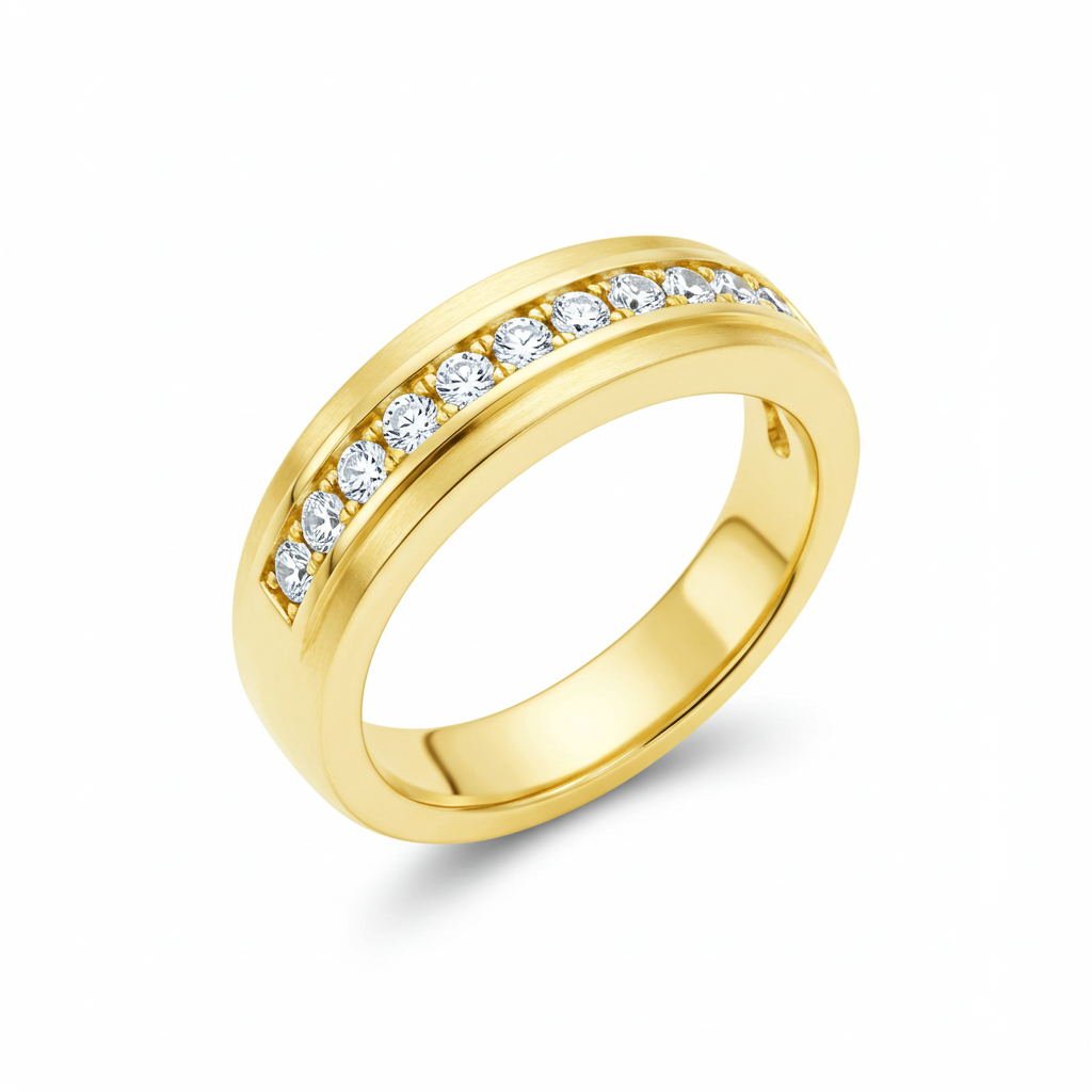 10K Yellow Gold Moissanite Men’s Band