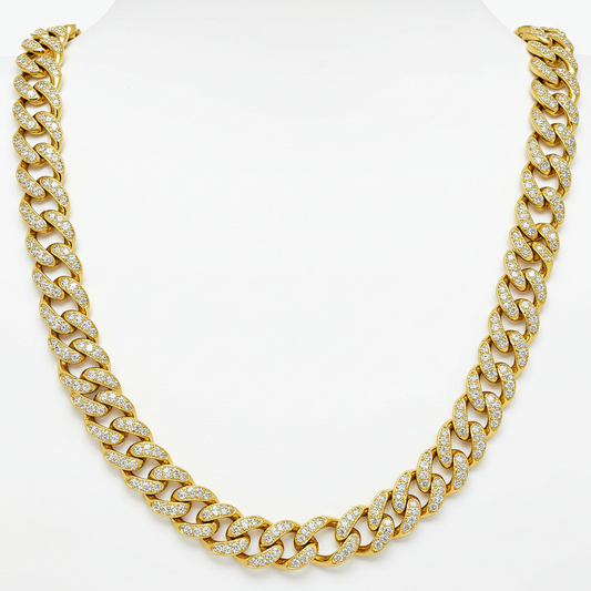 10K Yellow Gold Moissanite Miami Cuban Chain