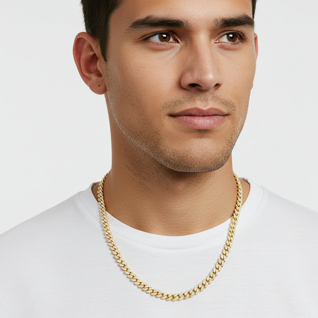 10K Yellow Gold Moissanite Miami Cuban Chain