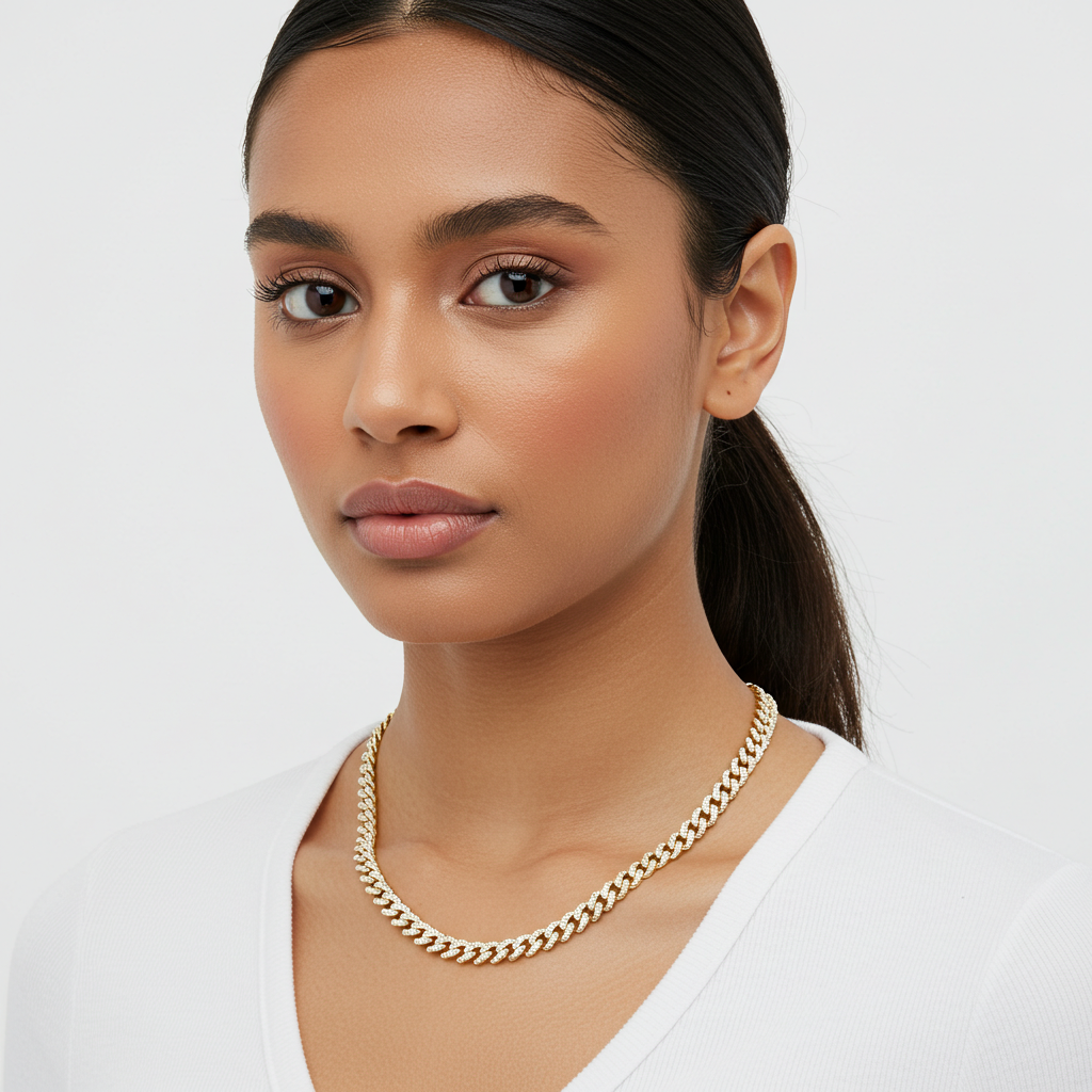 10K Yellow Gold Moissanite Miami Cuban Chain