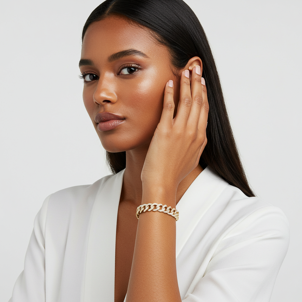 10K Yellow Gold Moissanite Monaco Cuban Bracelet