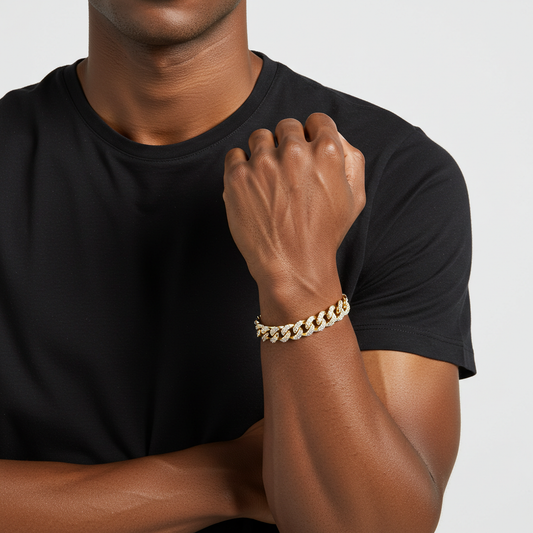 10K Yellow Gold Moissanite Monaco Cuban Bracelet