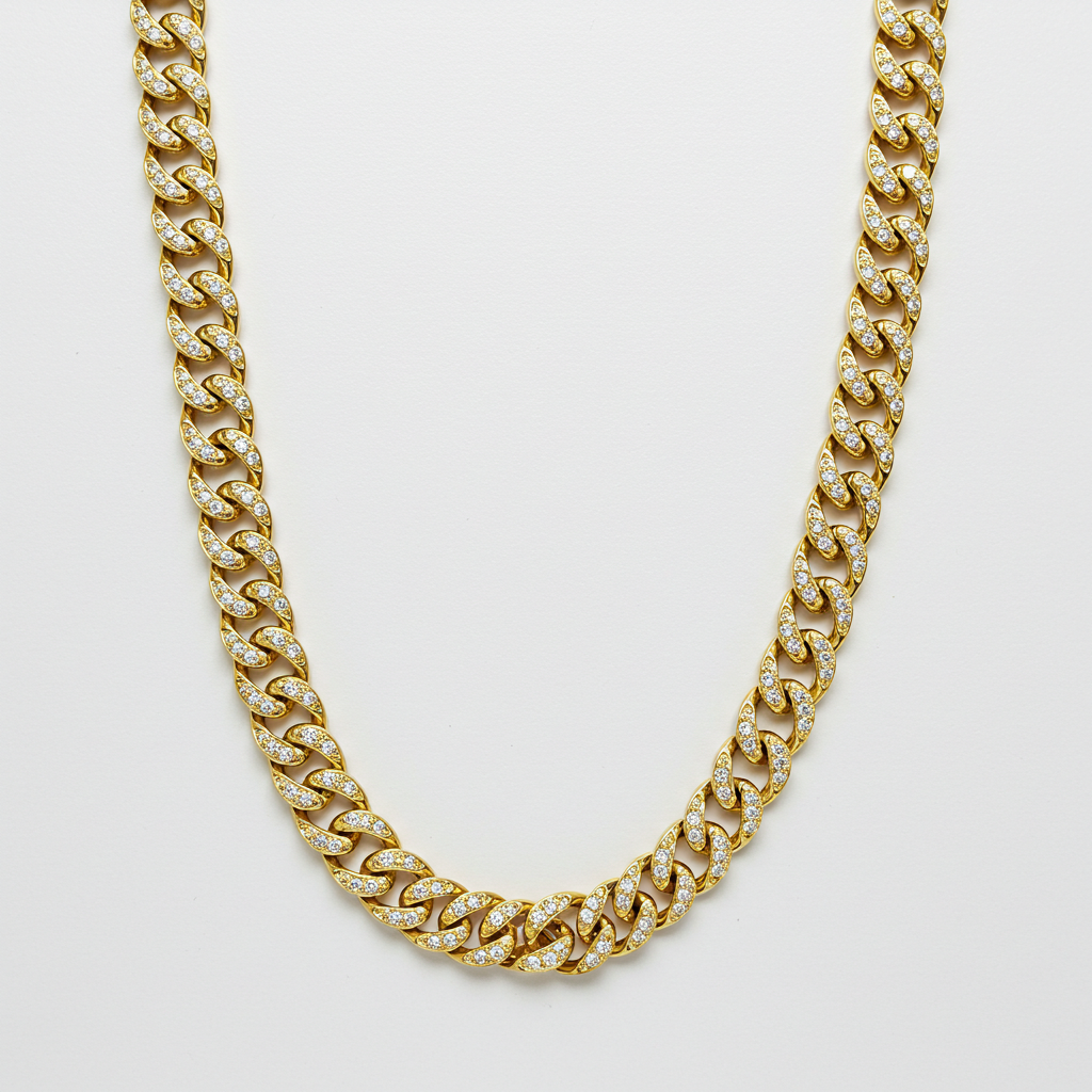 10K Yellow Gold Moissanite Monaco Cuban Chain