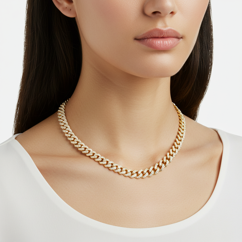 10K Yellow Gold Moissanite Monaco Cuban Chain