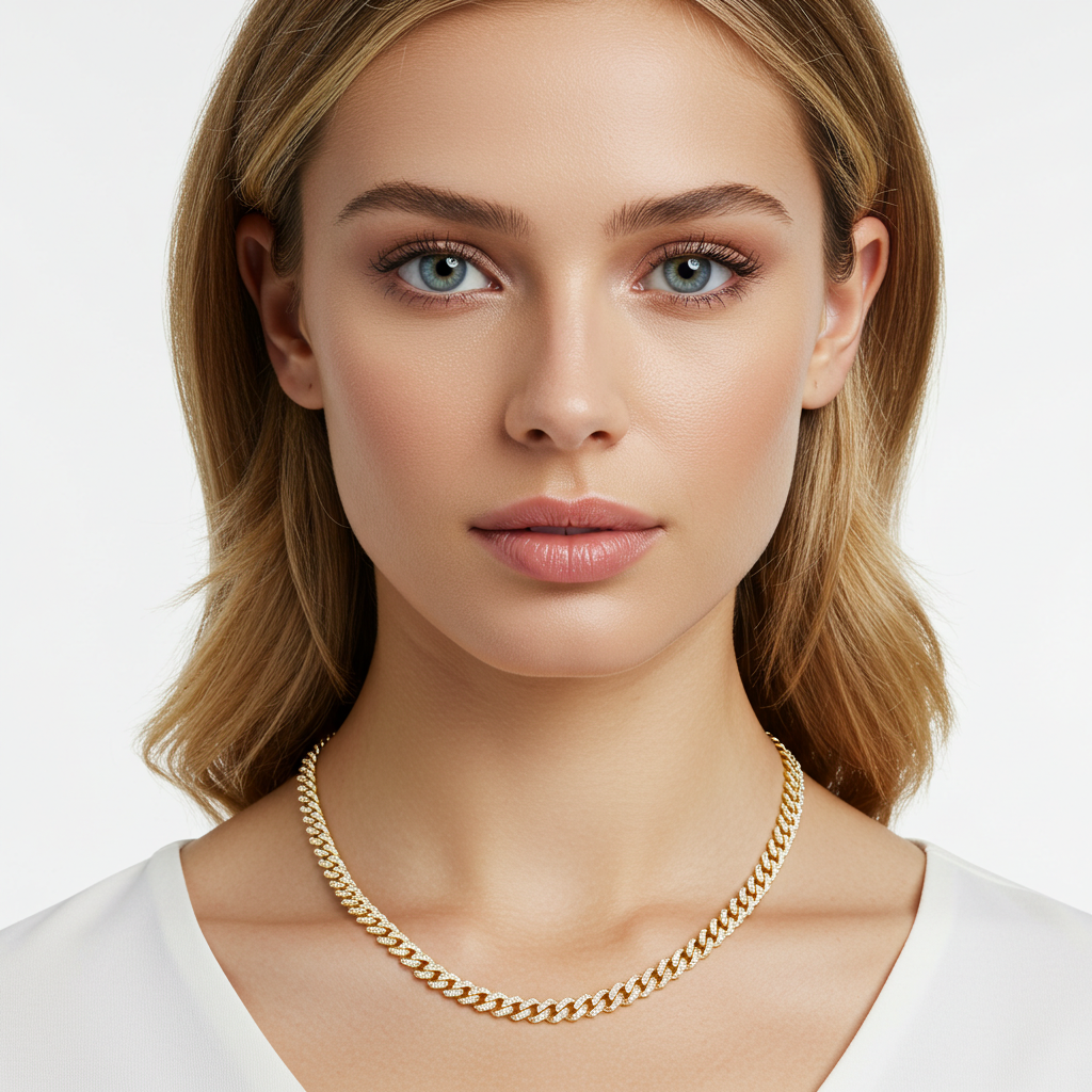 10K Yellow Gold Moissanite Monaco Cuban Chain