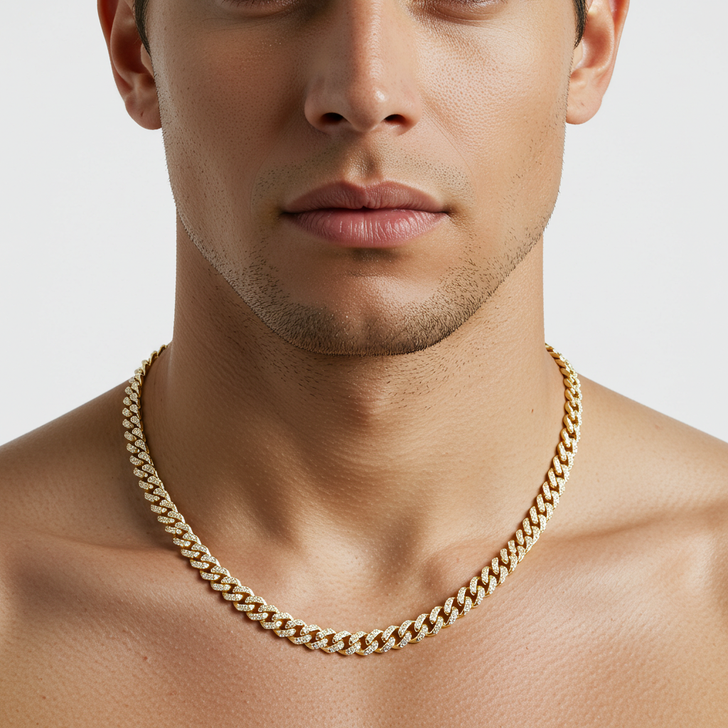 10K Yellow Gold Moissanite Monaco Cuban Chain