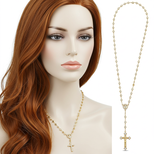 10K Yellow Gold Moissanite Rosary Chain