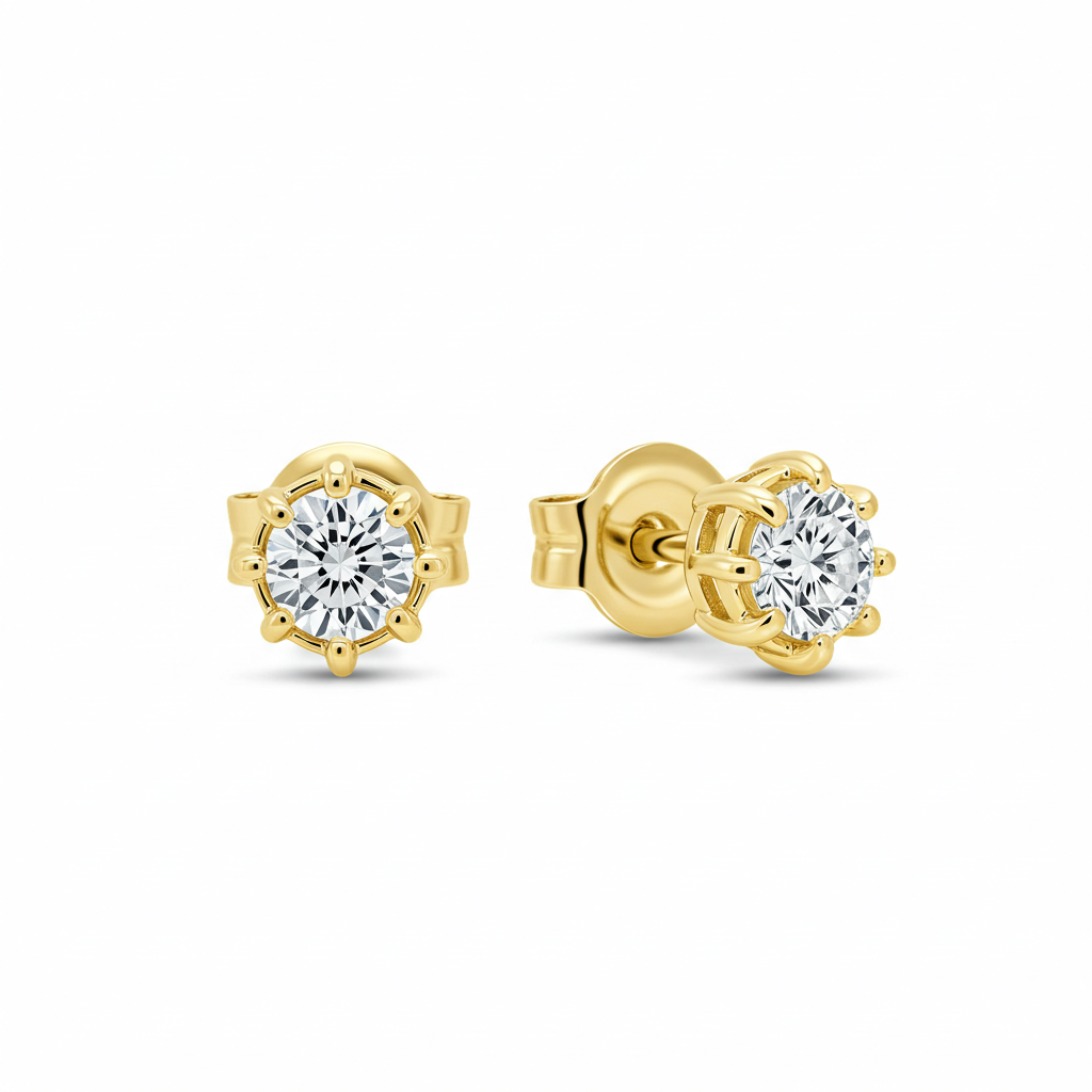 10K Yellow Gold Moissanite Solitaire Earrings