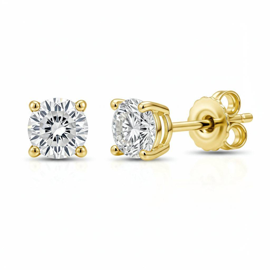 10K Yellow Gold Moissanite Stud Earrings