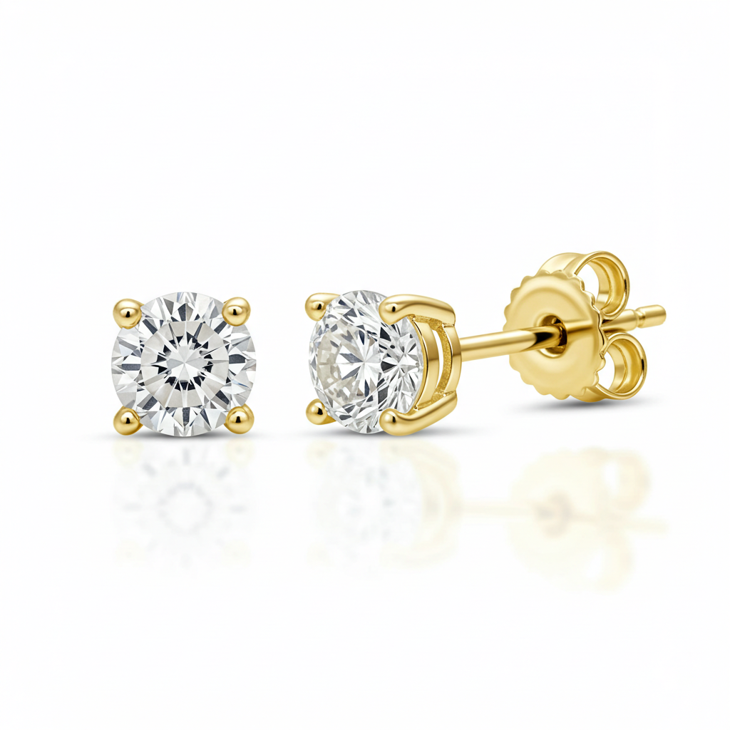 10K Yellow Gold Moissanite Stud Earrings