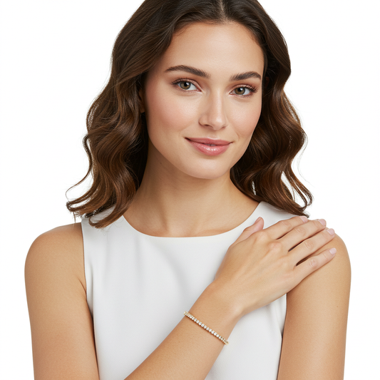 10K Yellow Gold Moissanite Tennis Bracelet