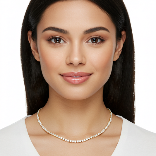 10K Yellow Gold Moissanite Tennis Chain