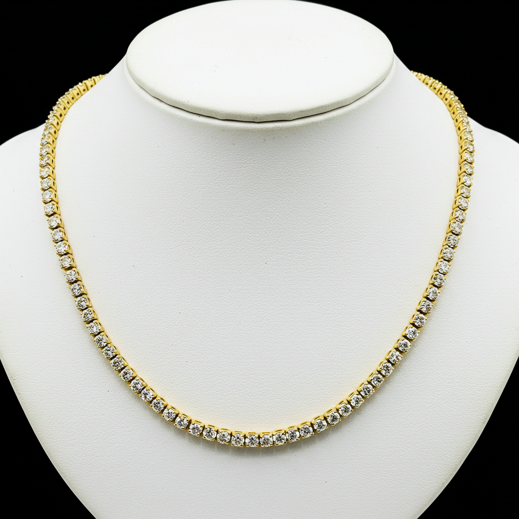 10K Yellow Gold Moissanite Tennis Chain