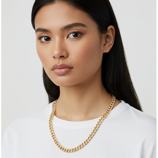 10K gold Pavé Cuban Link Chain