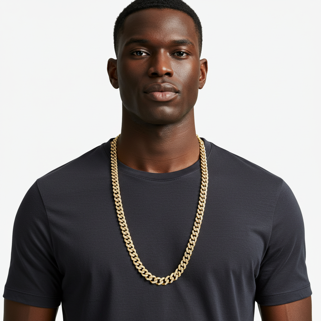 14K gold Pavé Cuban Link Chain