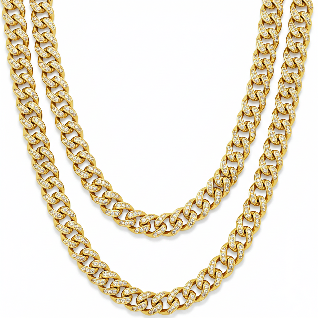 14K gold Pavé Cuban Link Chain