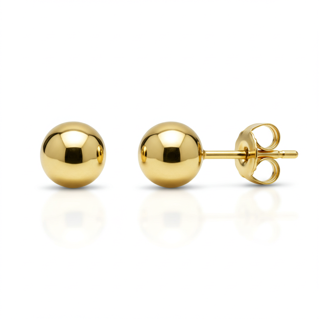 14K Gold Ball Stud Earrings
