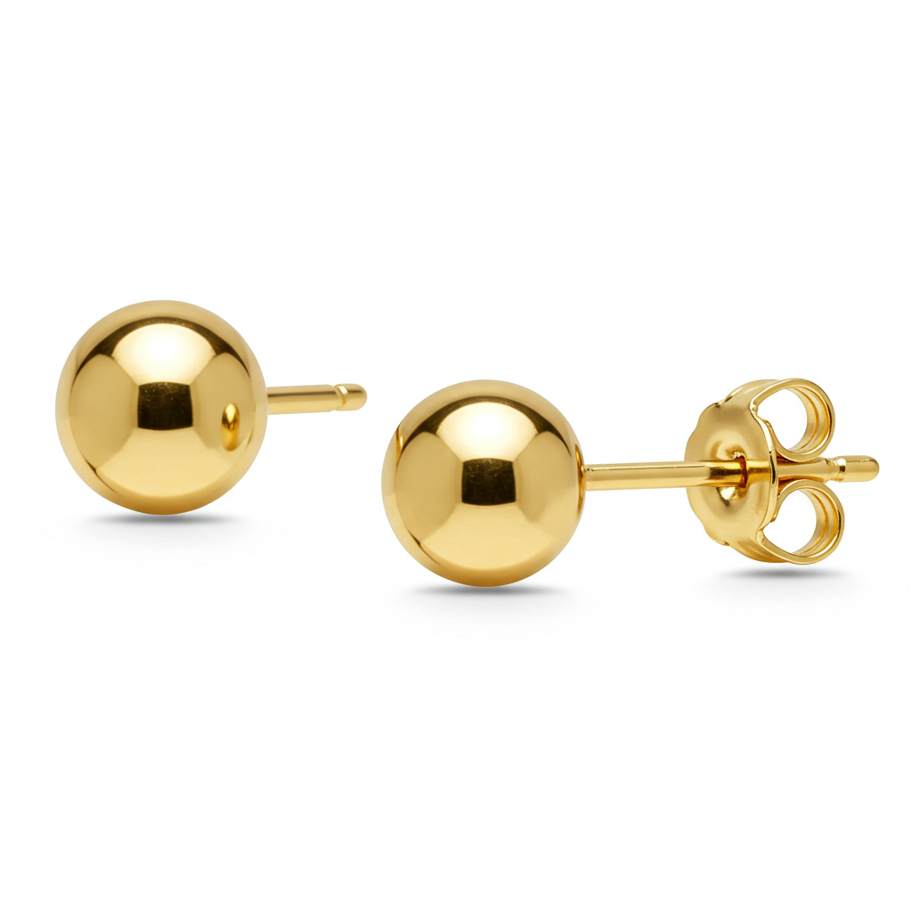 10K Gold Ball Stud Earrings