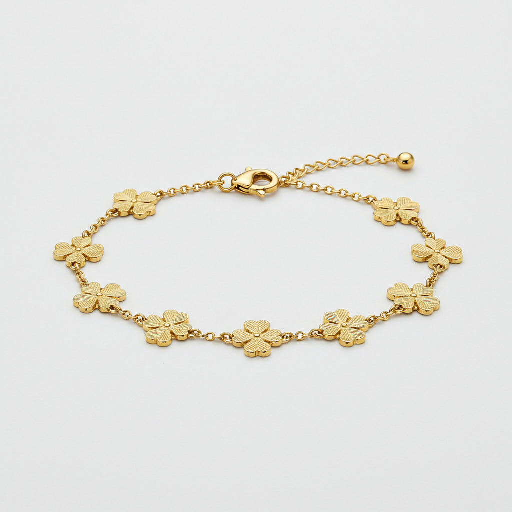 14K Gold Clover Bracelet