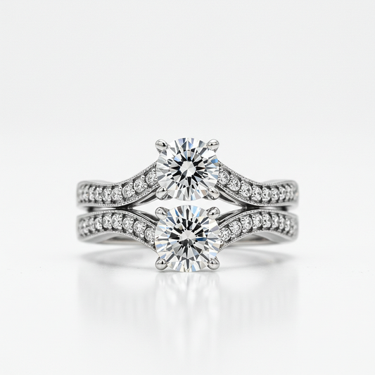 10K White Gold Moissanite Duo Set