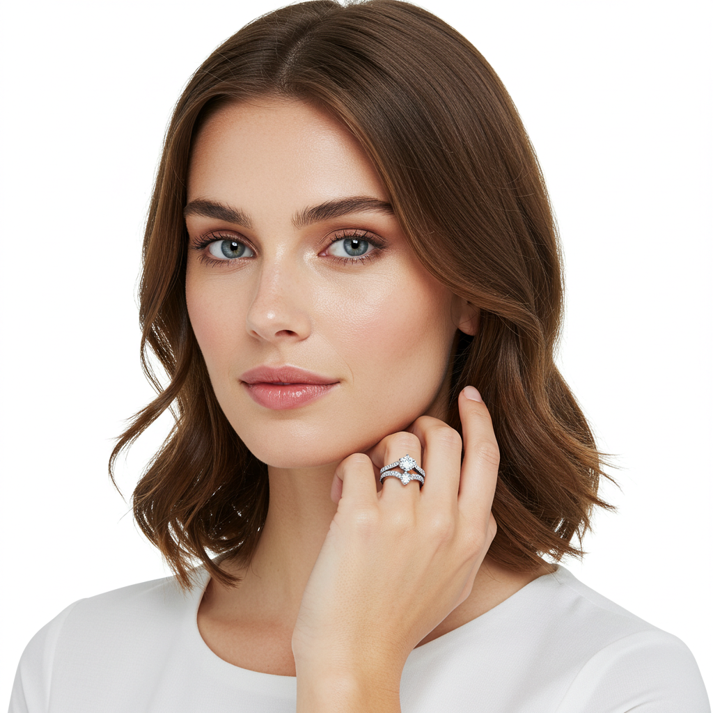 925 Sterling Silver Moissanite Duo Set