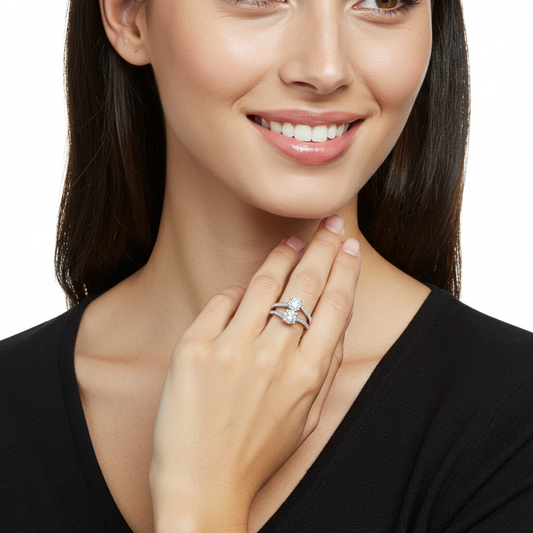 925 Sterling Silver Moissanite Duo Set