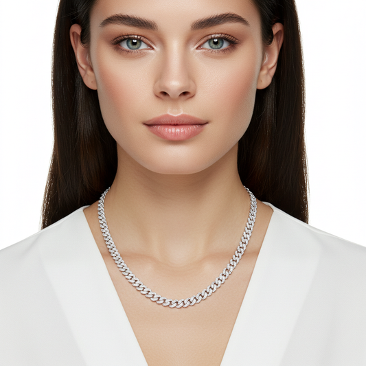 925 Sterling Silver Moissanite Monaco Cuban Chain