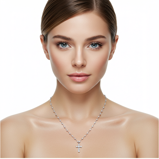 925 Sterling Silver Moissanite Rosary Chain