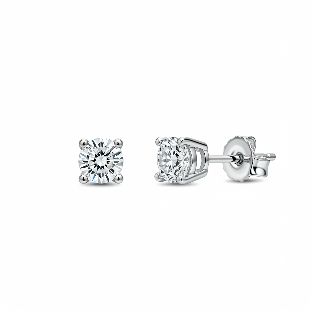 10K White Gold Moissanite Solitaire Earrings