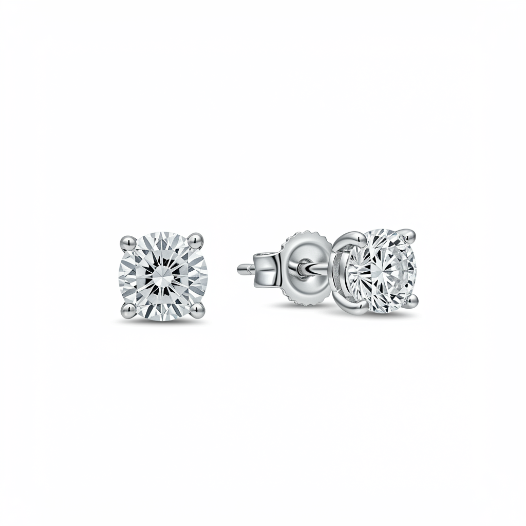 10K White Gold Moissanite Solitaire Earrings