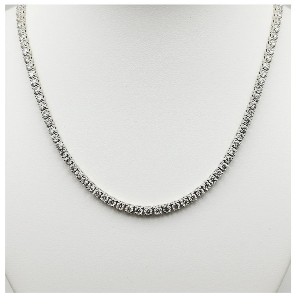 10K White Gold Moissanite Tennis Chain
