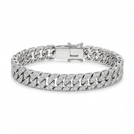 925 Sterling Silver Moissanite Cuban Bracelet