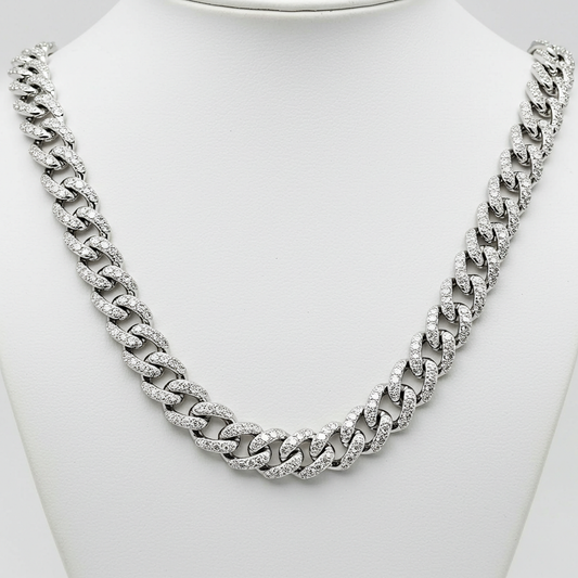 10K White Gold Moissanite Miami Cuban Chain