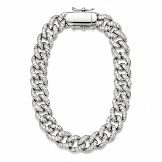 925 Sterling Silver Moissanite Monaco Cuban Bracelet