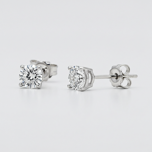 10K White Gold Moissanite Stud Earrings