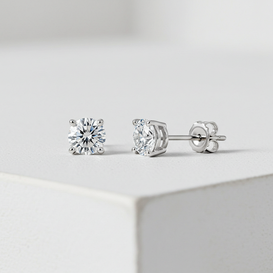 925 Sterling Silver Moissanite Stud Earrings