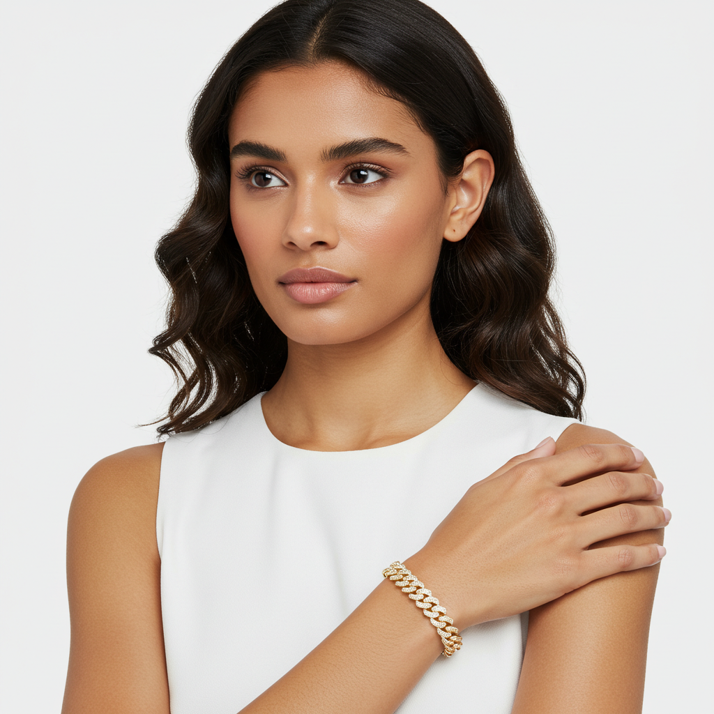 10K Yellow Gold Moissanite Cuban Bracelet