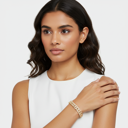 10K Yellow Gold Moissanite Cuban Bracelet
