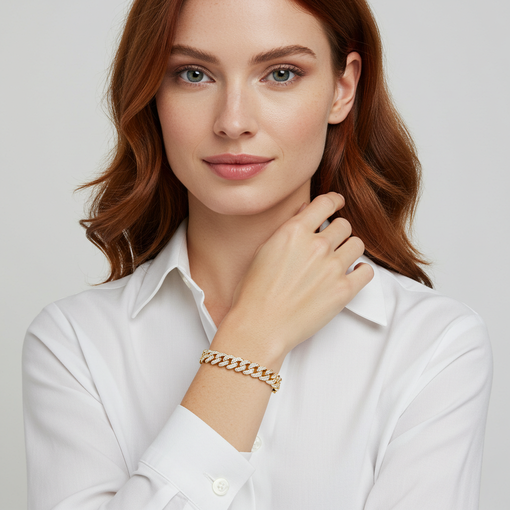 10K Yellow Gold Moissanite Cuban Bracelet